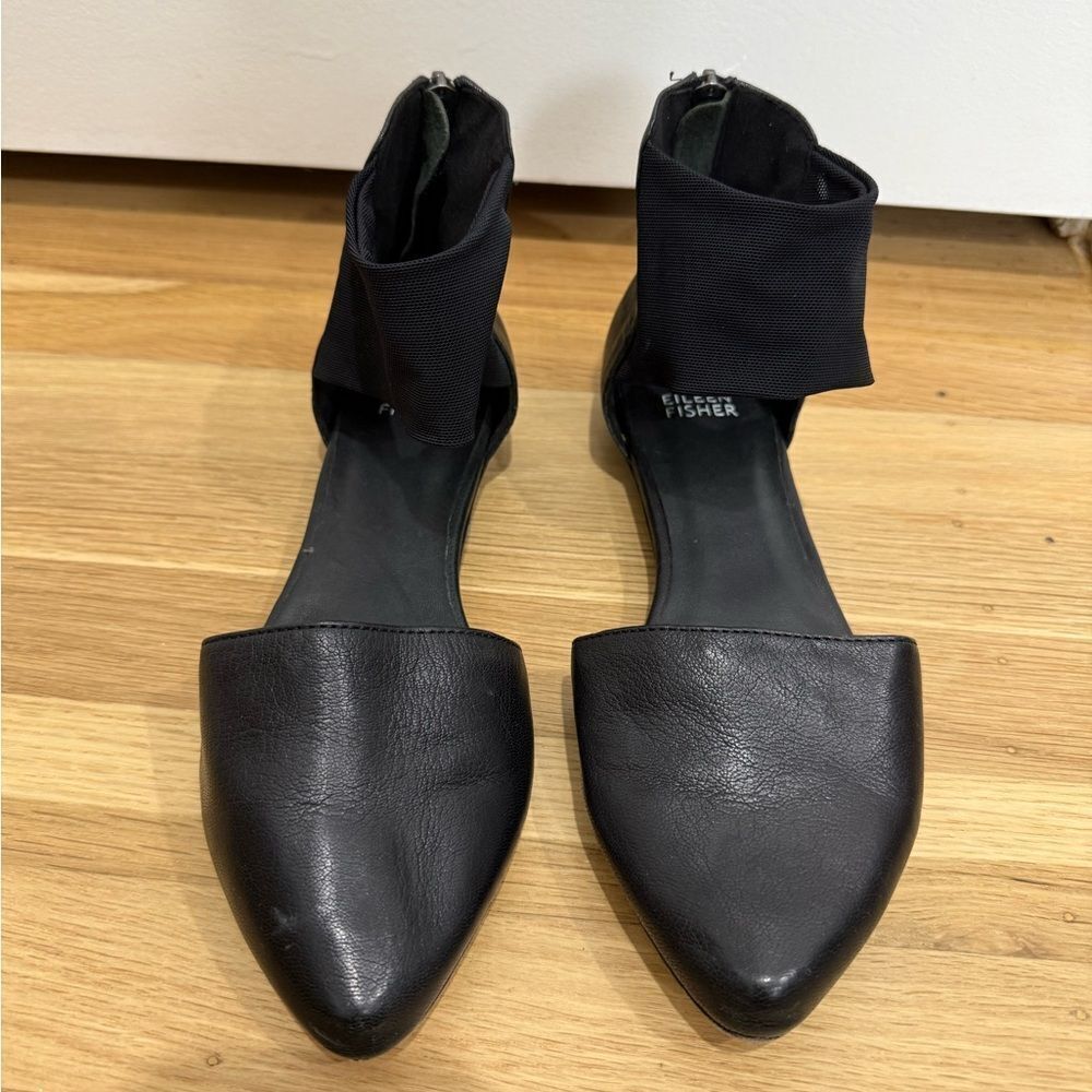 Eileen Fisher Allot Tumbled Leather Flat 7 - Picture 8 of 9